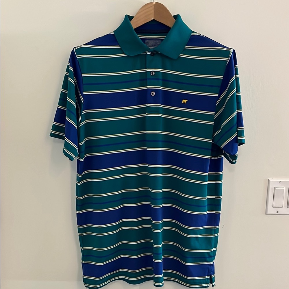 Green and Blue Polo Shirt with Classic Collar and Stripes
